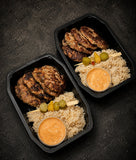 Lamb Kofta, Brown Rice, Pickles & Chilli Mayonnaise