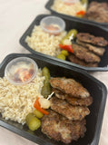 Lamb Kofta, Brown Rice, Pickles & Chilli Mayonnaise